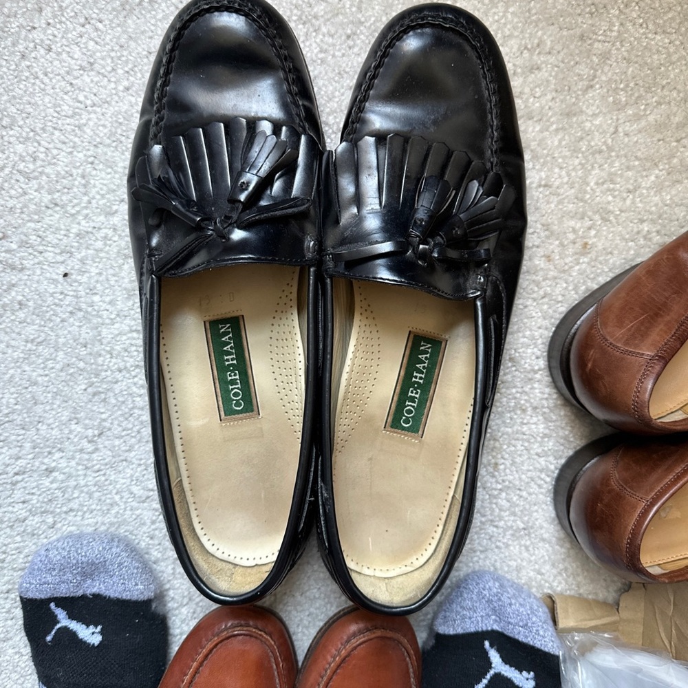 Cole Haan Black Leather Kiltie Tassel Loafers Men’s Shoes Size 13 D